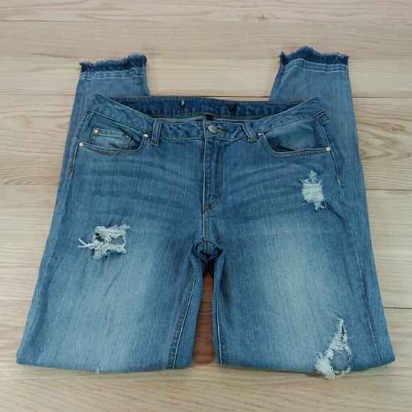 ABS Allen Schwartz Skinny Jeans 29 Frayed Distress - Picture 2 of 8